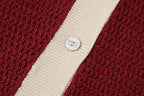 Women's Summer Simple Contrast Color Collared Knitted Polo Shirt Single Breasted Women Clothing