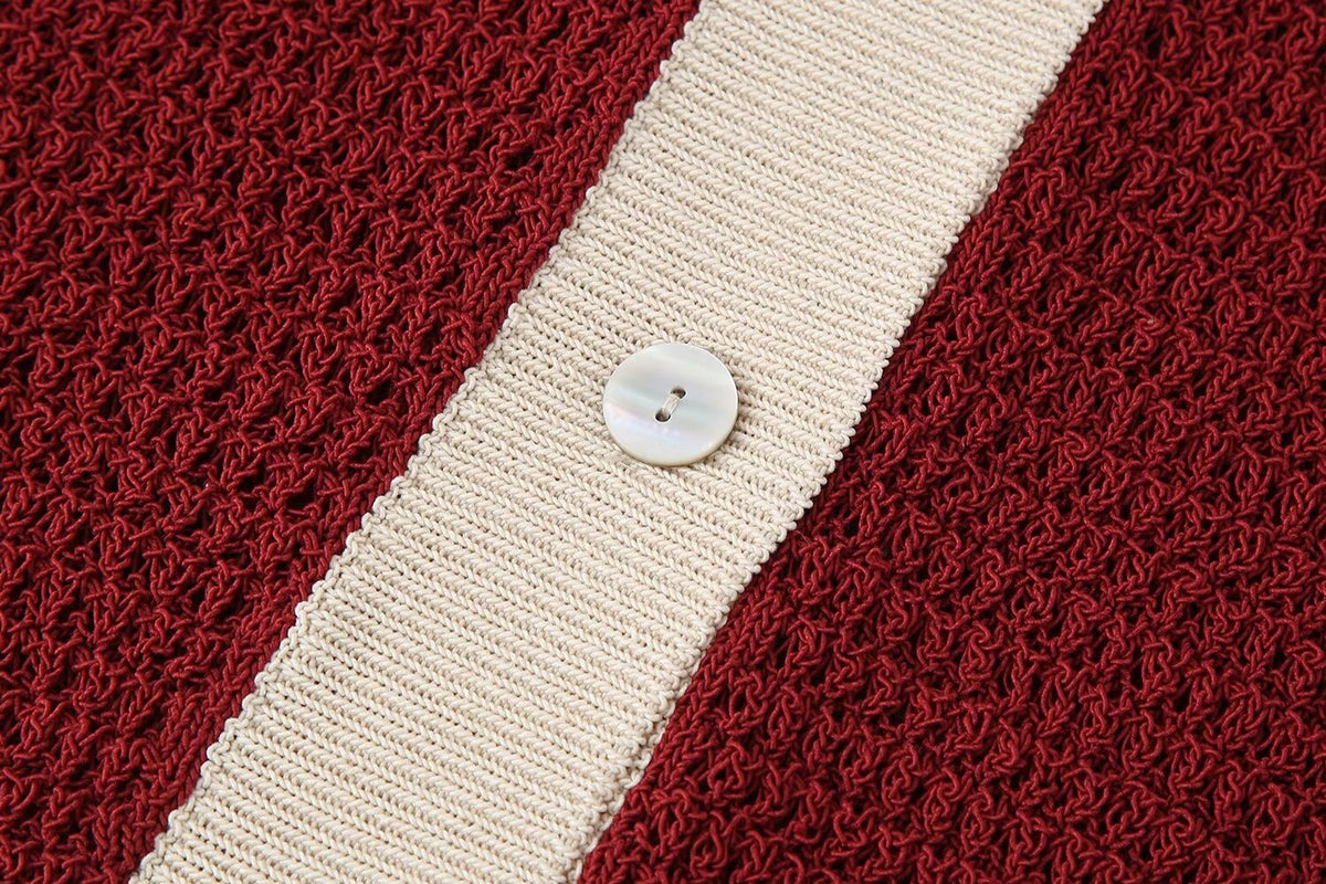 Women's Summer Simple Contrast Color Collared Knitted Polo Shirt Single Breasted Women Clothing