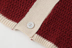 Women's Summer Simple Contrast Color Collared Knitted Polo Shirt Single Breasted Women Clothing