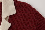 Women's Summer Simple Contrast Color Collared Knitted Polo Shirt Single Breasted Women Clothing