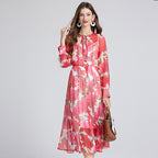 Women's Red Floral Print Dress Set