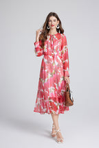 Women's Red Floral Print Dress Set