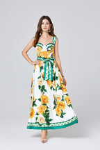 Floral Spaghetti-Strap A-Line Maxi Dress