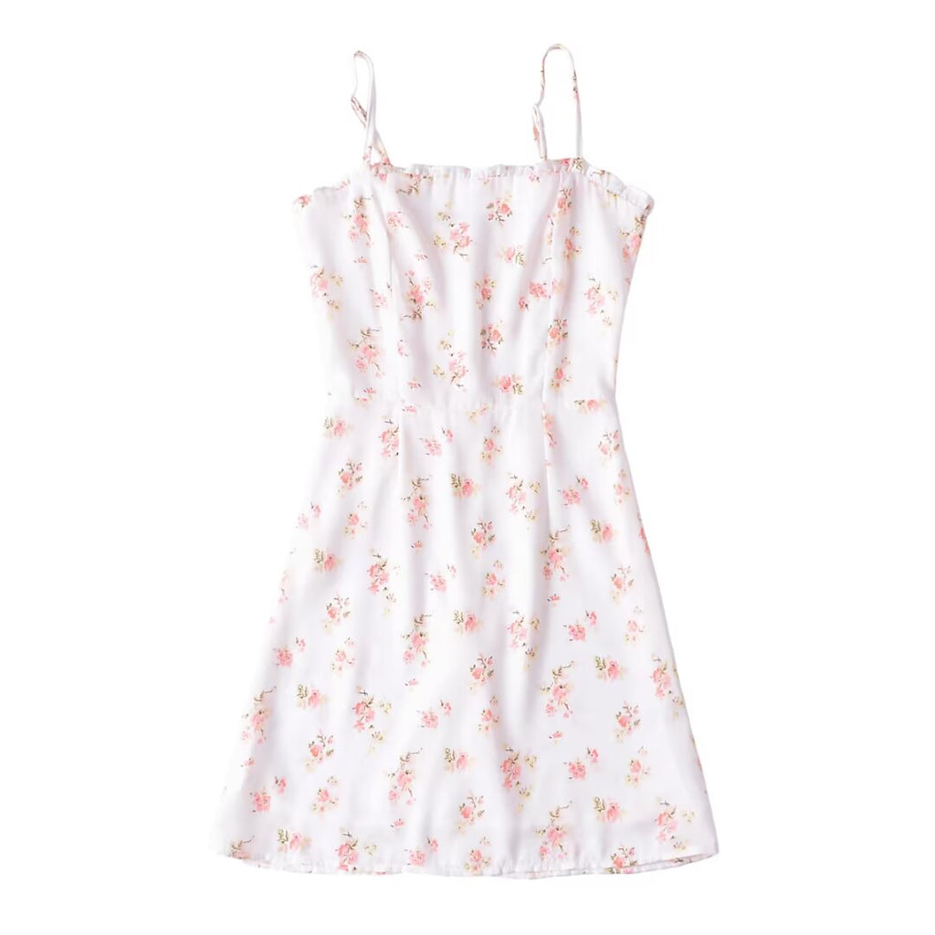 Pastoral Floral Slip Dress Dress Women Wooden Ear Slim Fit