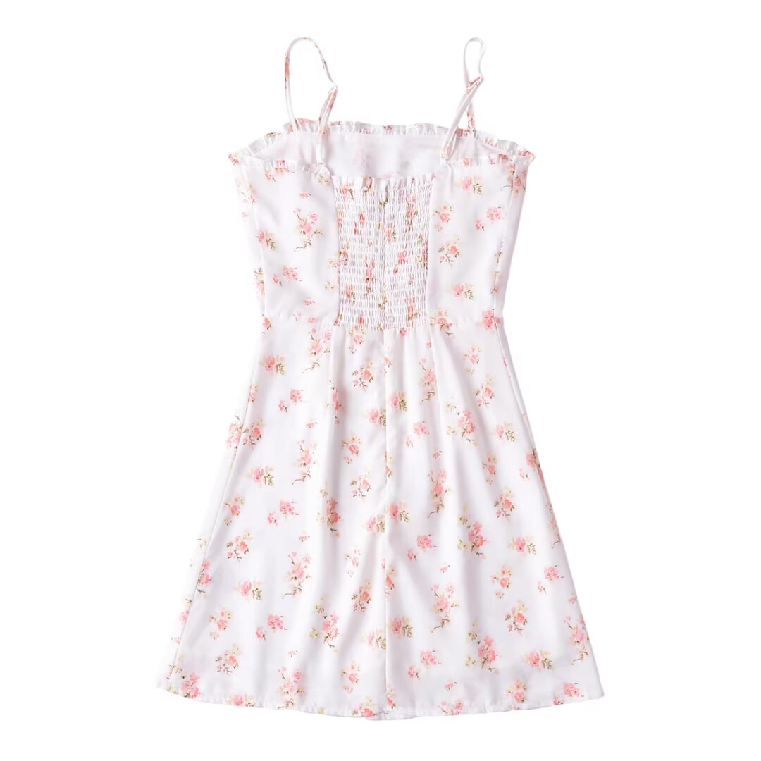 Pastoral Floral Slip Dress Dress Women Wooden Ear Slim Fit