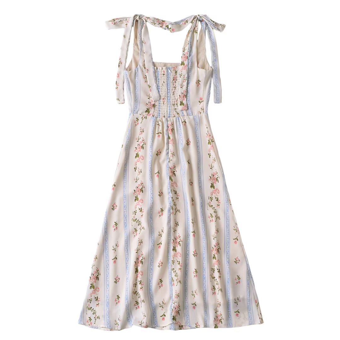 Floral Print Slim Fit Side Split Dress