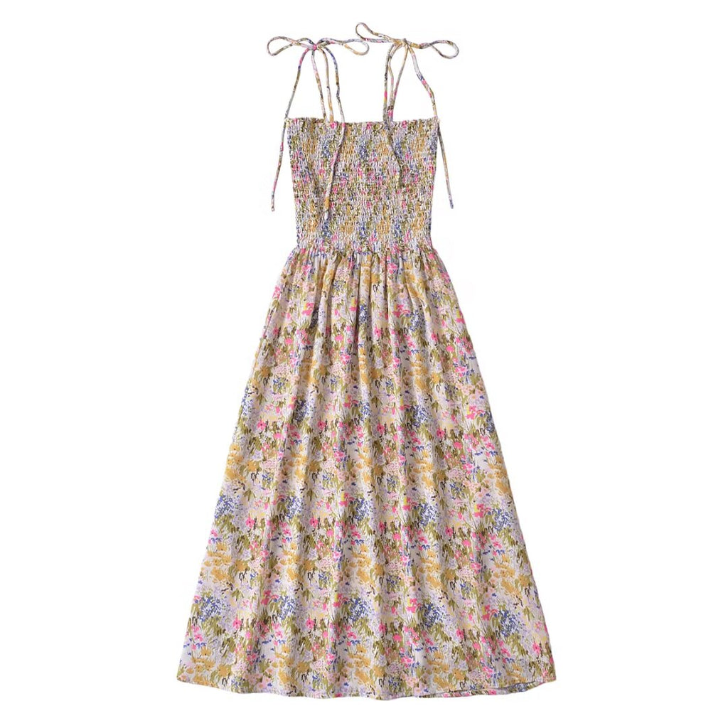 Vintage Floral Spaghetti-Strap Dress