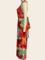Women's Floral V-Neck Backless Maxi Dress