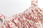 Women's Summer French Waist Slimming A Line Short Pure Floral Printing Slip Dress Women Puffy Dress