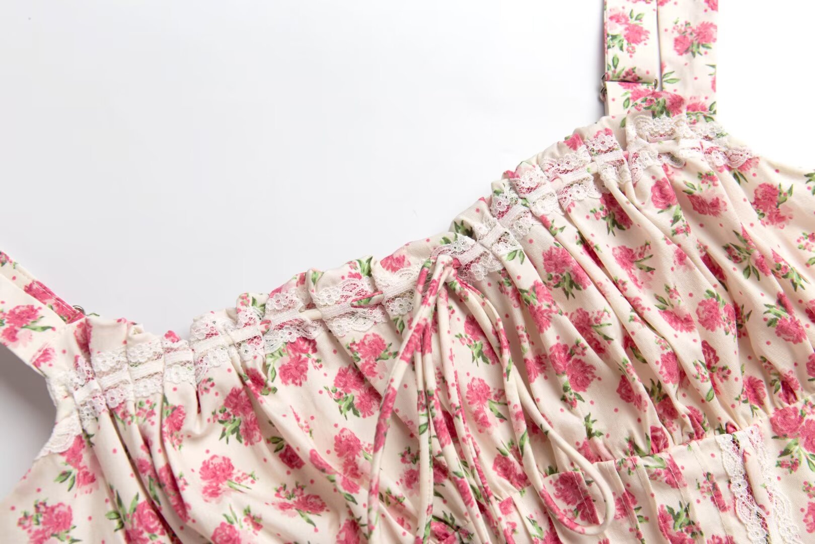 Women's Summer French Waist Slimming A Line Short Pure Floral Printing Slip Dress Women Puffy Dress