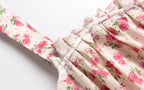Women's Summer French Waist Slimming A Line Short Pure Floral Printing Slip Dress Women Puffy Dress