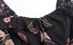 Women's Floral Ruffle Square-Neck A-Line Midi Dress