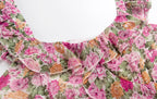 Women's French Floral Design Ruffled Stitching Dress Summer Slim A Line Vacation Dress Cami Dress