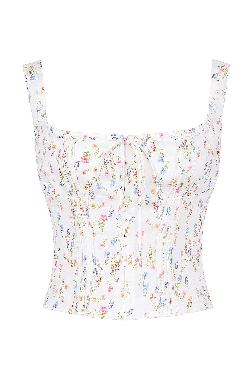 Women’s Floral Pleated Square Neck Camisole