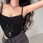's Casual Simple Knitted Drawstring Vest Top