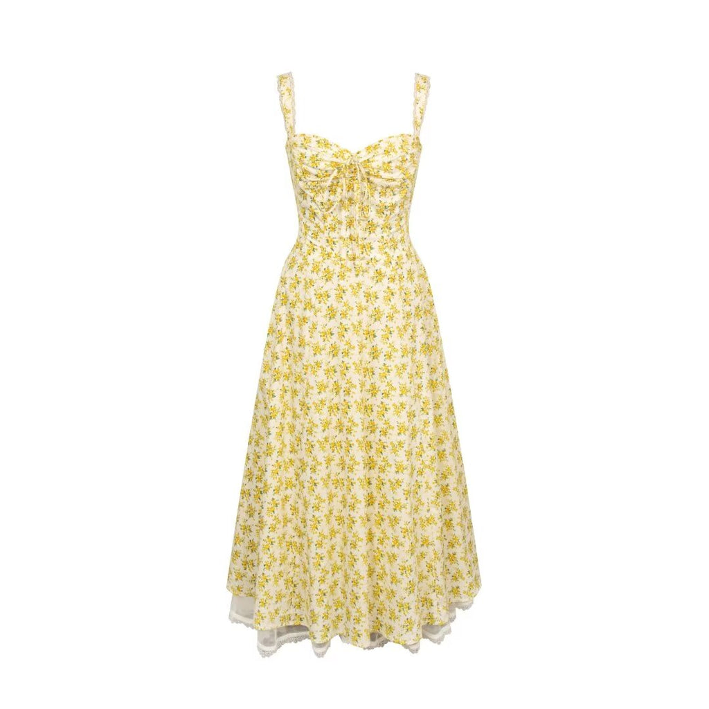 Women's Temperamental Fashionable High Grade French Strap Gentle Dress Slimming Floral Strap Dress