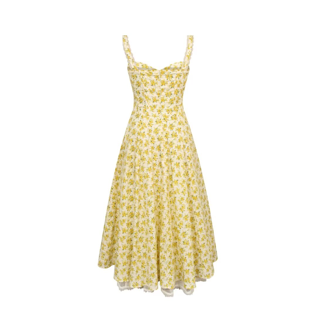 Women's Temperamental Fashionable High Grade French Strap Gentle Dress Slimming Floral Strap Dress