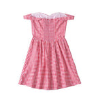 French Retro Plaid Off-Shoulder Square-Neck Short A-Line Dress