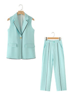 Summer Candy Color Vest Trousers Set