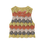 Summer Women Clothing Street Casual Hollow Out Cutout Round Sleeveless Knitwear
