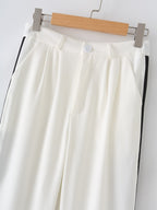 Women's Summer Contrast Color Double Breasted Pocket Blazer Wide Leg