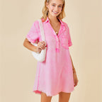 Women's Washed Denim A Line Shirt Dress