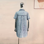 Women's Washed Denim A Line Shirt Dress