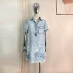 Women's Washed Denim A Line Shirt Dress