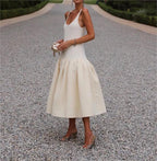 Solid Spaghetti-Strap A-Line Maxi Dress