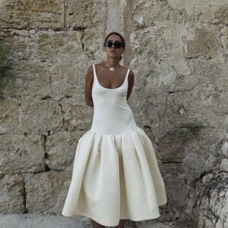 Solid Spaghetti-Strap A-Line Maxi Dress