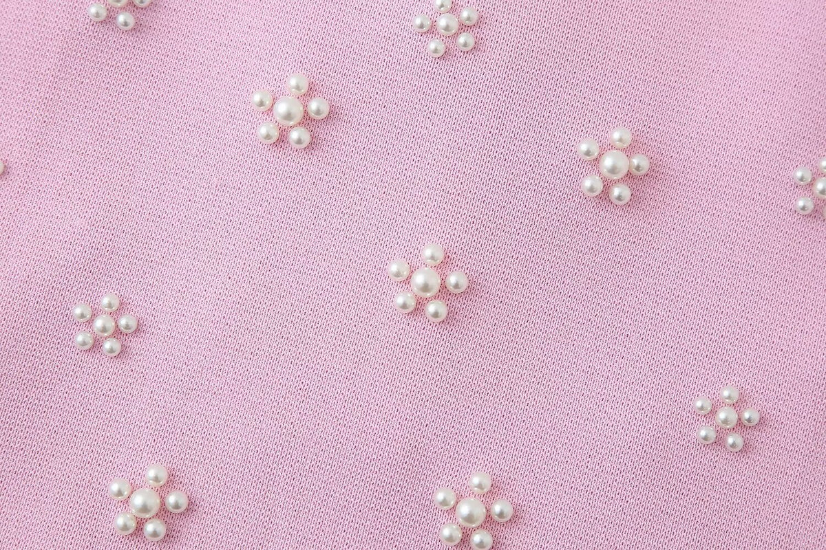 Artificial Decorated Pearls Knitted Mini Slip Dress