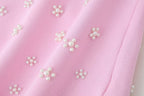 Artificial Decorated Pearls Knitted Mini Slip Dress