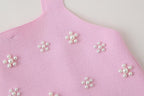 Artificial Decorated Pearls Knitted Mini Slip Dress