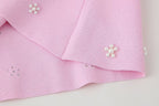 Artificial Decorated Pearls Knitted Mini Slip Dress