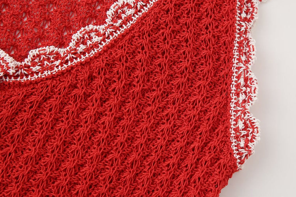Women's Summer Sleeveless Jacquard Mesh Knitted Mini Dress