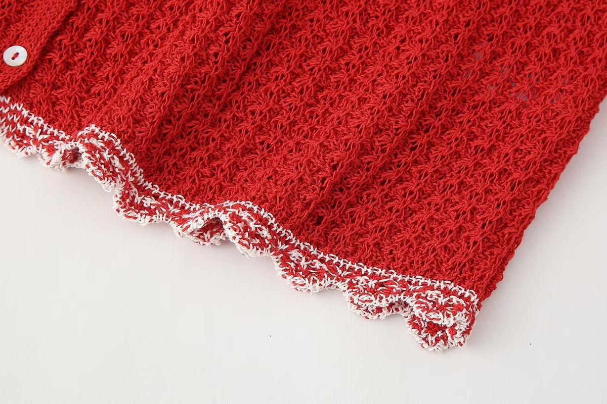 Women's Summer Sleeveless Jacquard Mesh Knitted Mini Dress