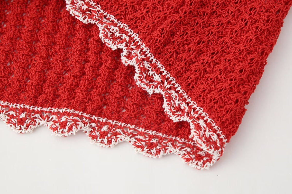 Women's Summer Sleeveless Jacquard Mesh Knitted Mini Dress