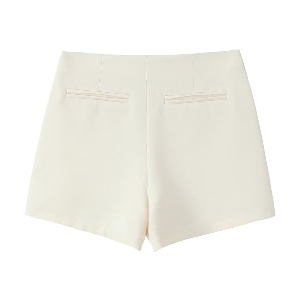 Solid Color Asymmetric High Waist Wide Leg Short Shorts