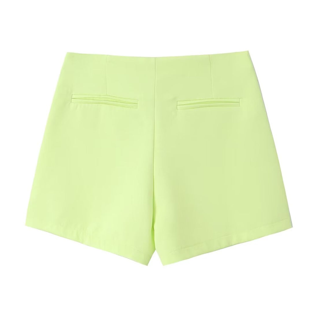 Solid Color Asymmetric High Waist Wide Leg Short Shorts