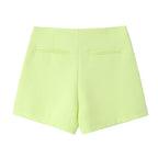 Solid Color Asymmetric High Waist Wide Leg Short Shorts