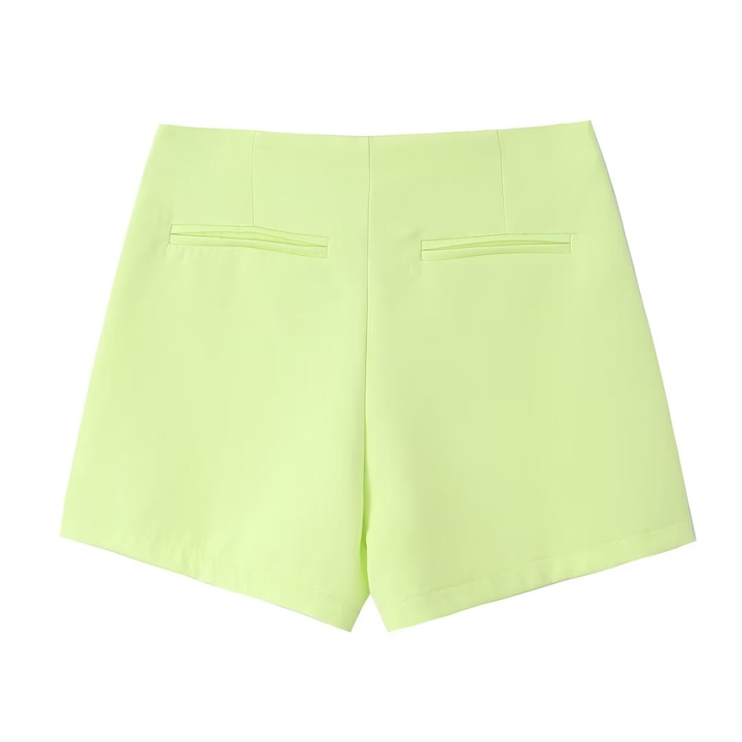 Solid Color Asymmetric High Waist Wide Leg Short Shorts