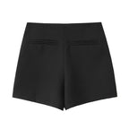Solid Color Asymmetric High Waist Wide Leg Short Shorts