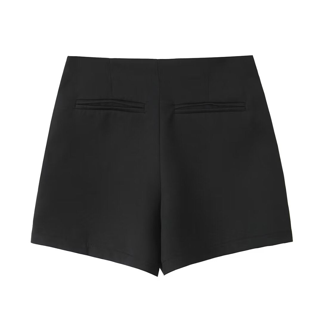 Solid Color Asymmetric High Waist Wide Leg Short Shorts
