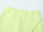 Solid Color Asymmetric High Waist Wide Leg Short Shorts