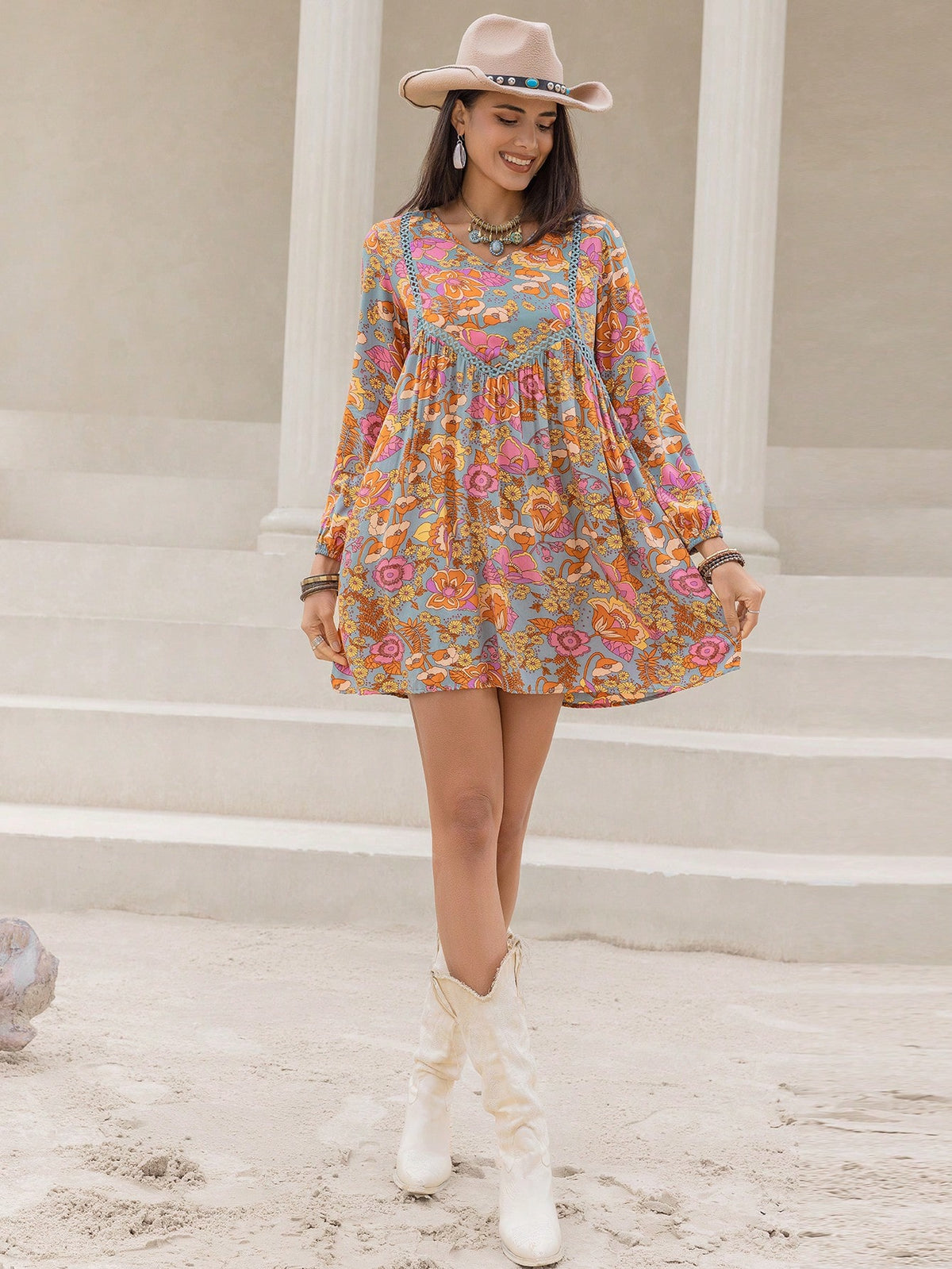 Bohemian Mixed Batch Autumn Winter Slim Dress