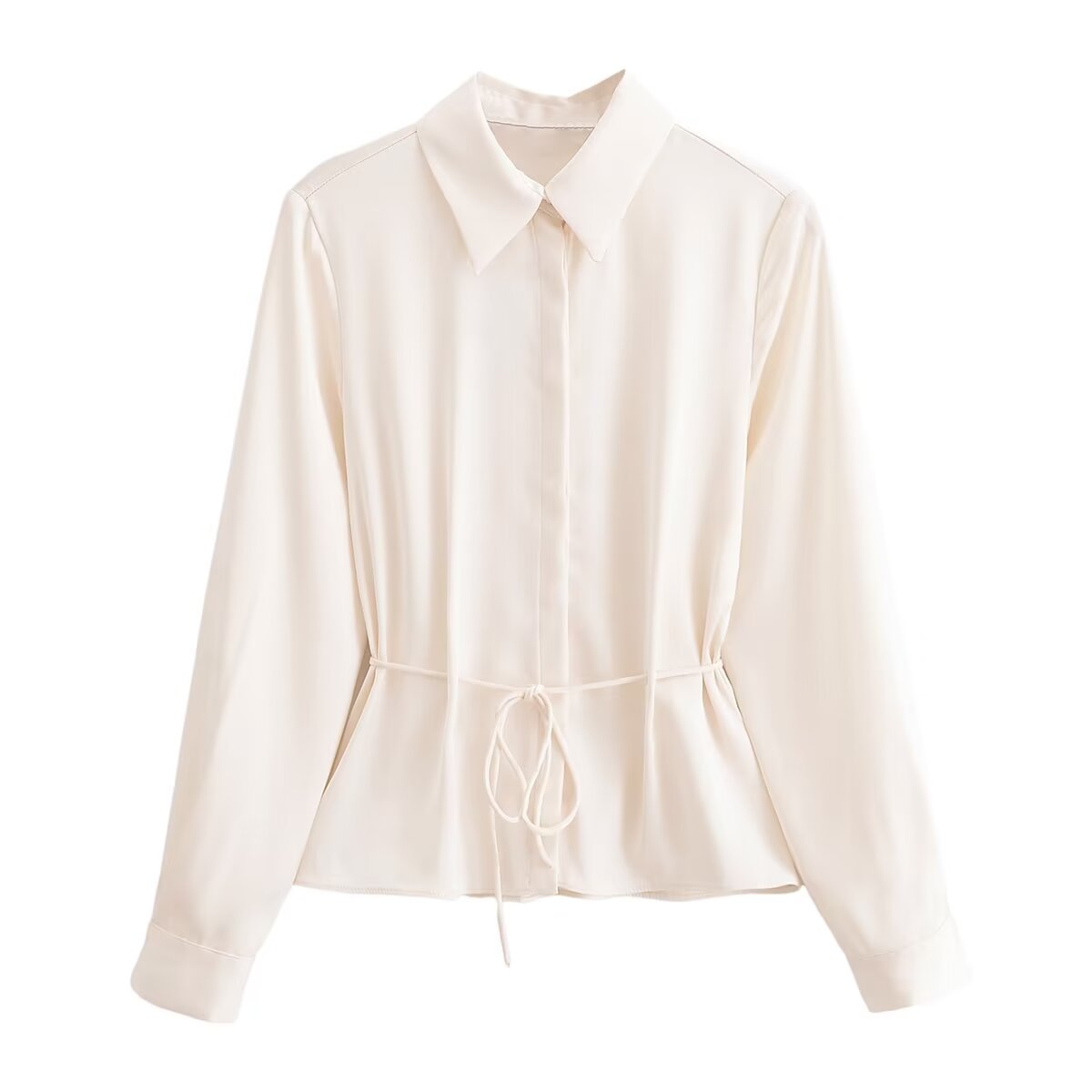 Women's French Slim Slimming V Neckline Long Sleeve Shirt
