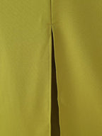 Gold-Trim Pleated Split Midi Dress