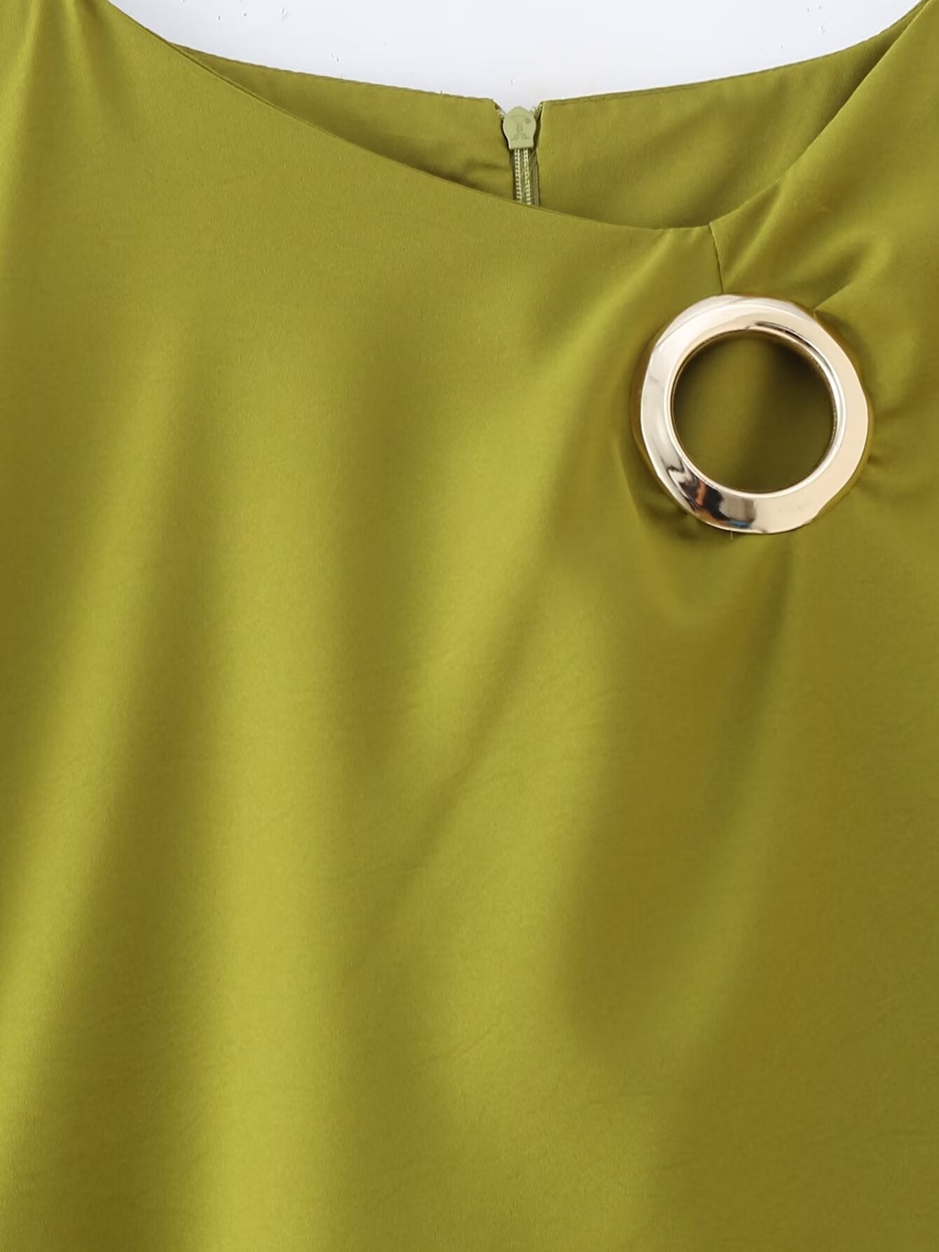 Gold-Trim Pleated Split Midi Dress