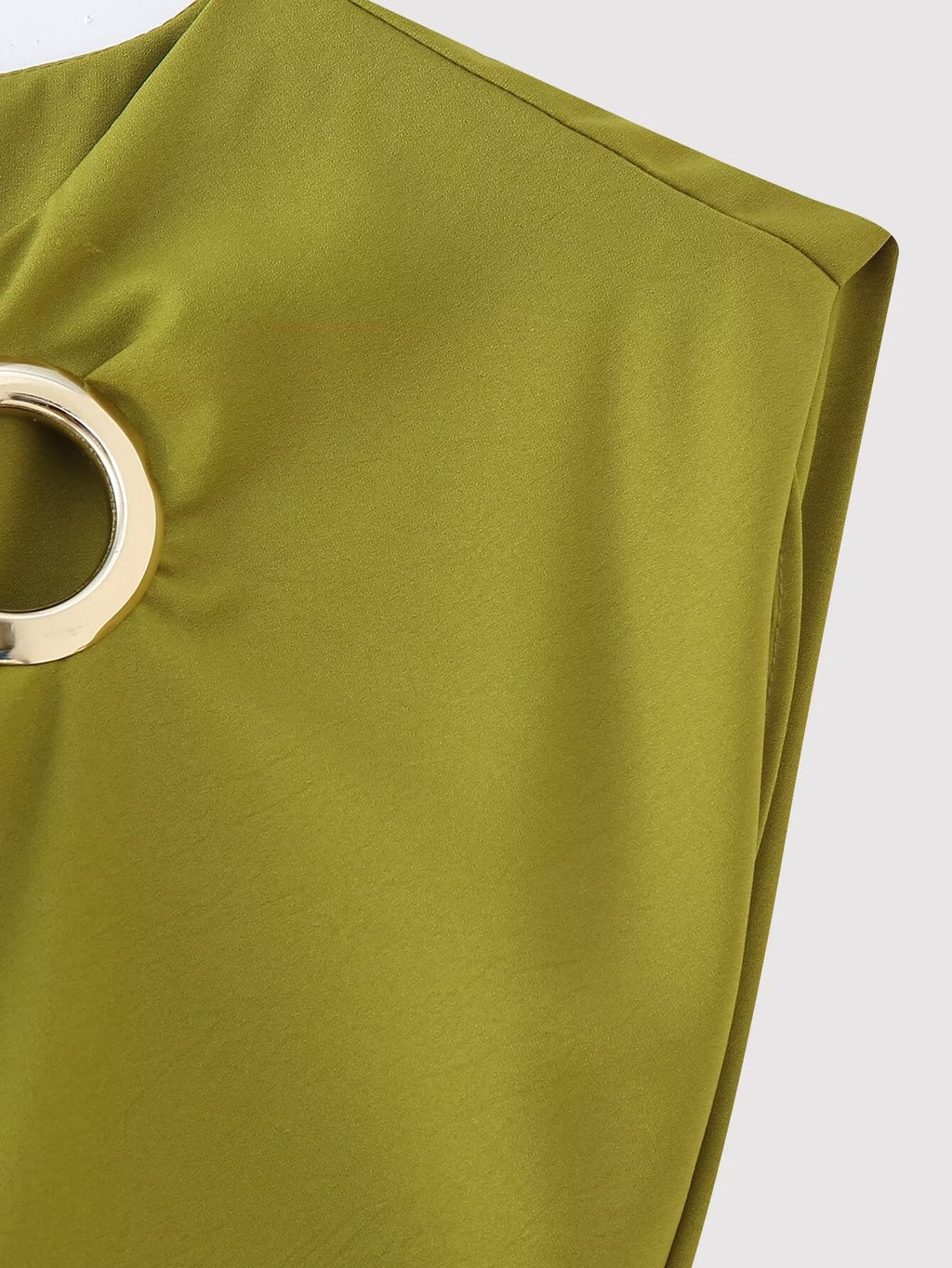 Gold-Trim Pleated Split Midi Dress