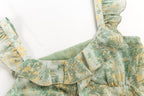 Women's Sweet Lotus Leaf Elegant Slim French Gentle Printing Sleeveless Dress Summer Beach Holiday Tea Break Dress